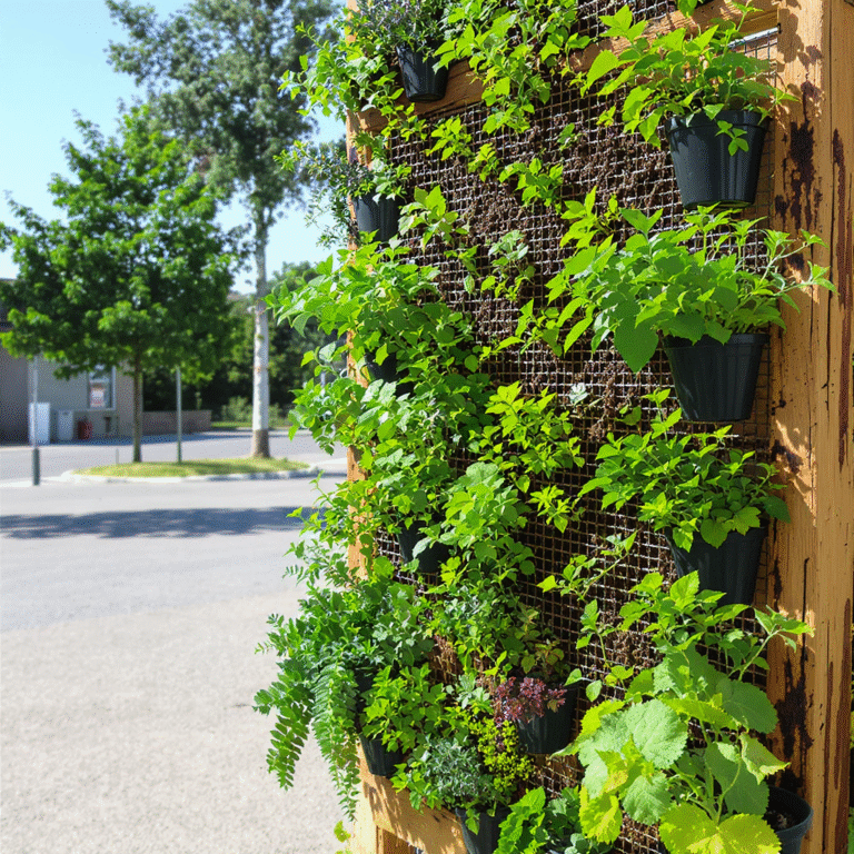 Ideias de instalação de jardins verticais com paletes para locais ensolarados