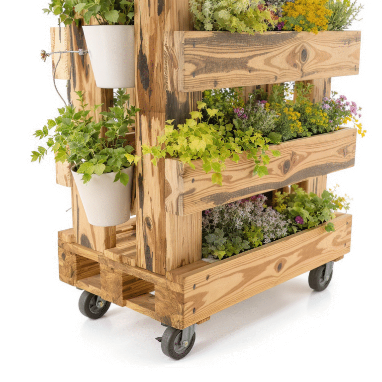 Como montar um jardim vertical móvel com rodinhas usando paletes