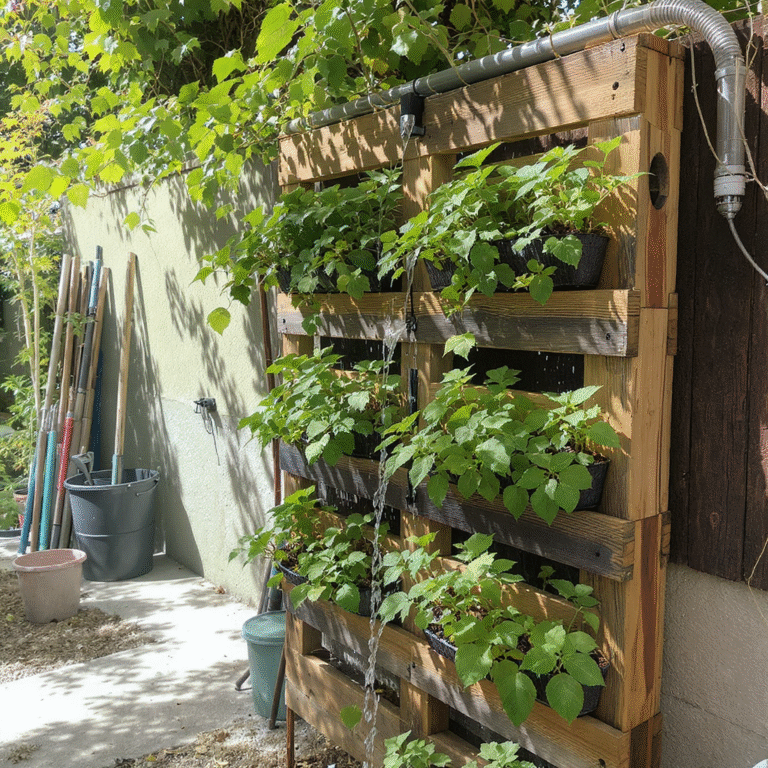 Como reaproveitar água da chuva para regar jardins verticais com paletes