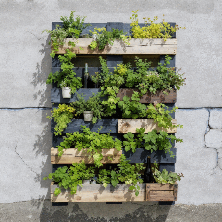 Ideias Econômicas para Decorar Seu Jardim Vertical de Paletes com Materiais Reciclados