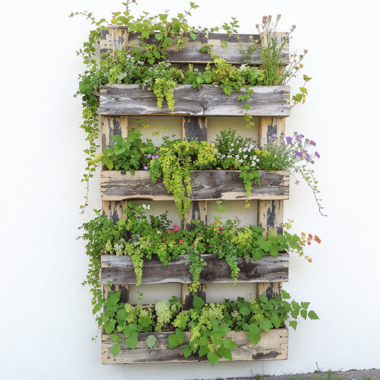 Inspire-se: Jardins Verticais com Paletes Estilo Shabby Chic – Transforme Seu Espaço com Charme Vintage